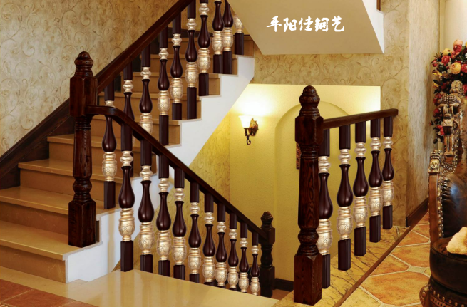 纯铜浮雕铜木结合楼梯系列